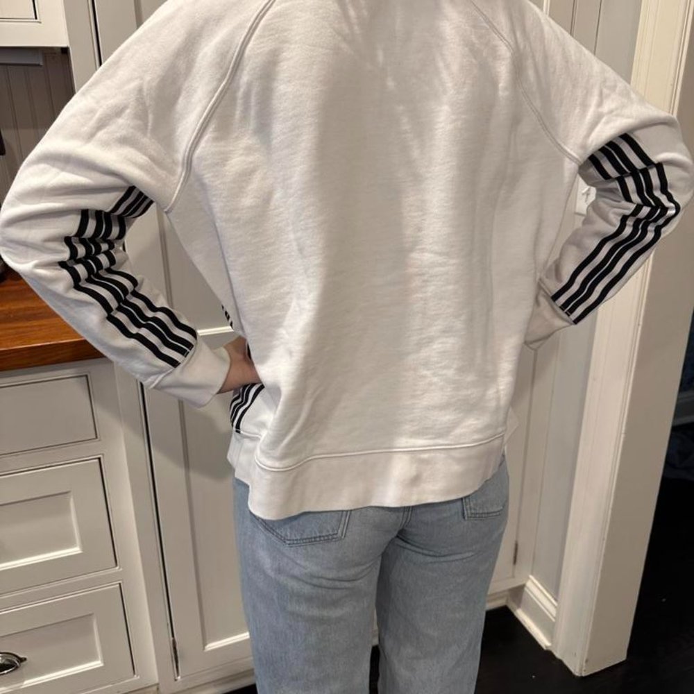 Athleta White Cotton Sweatshirt with stripe